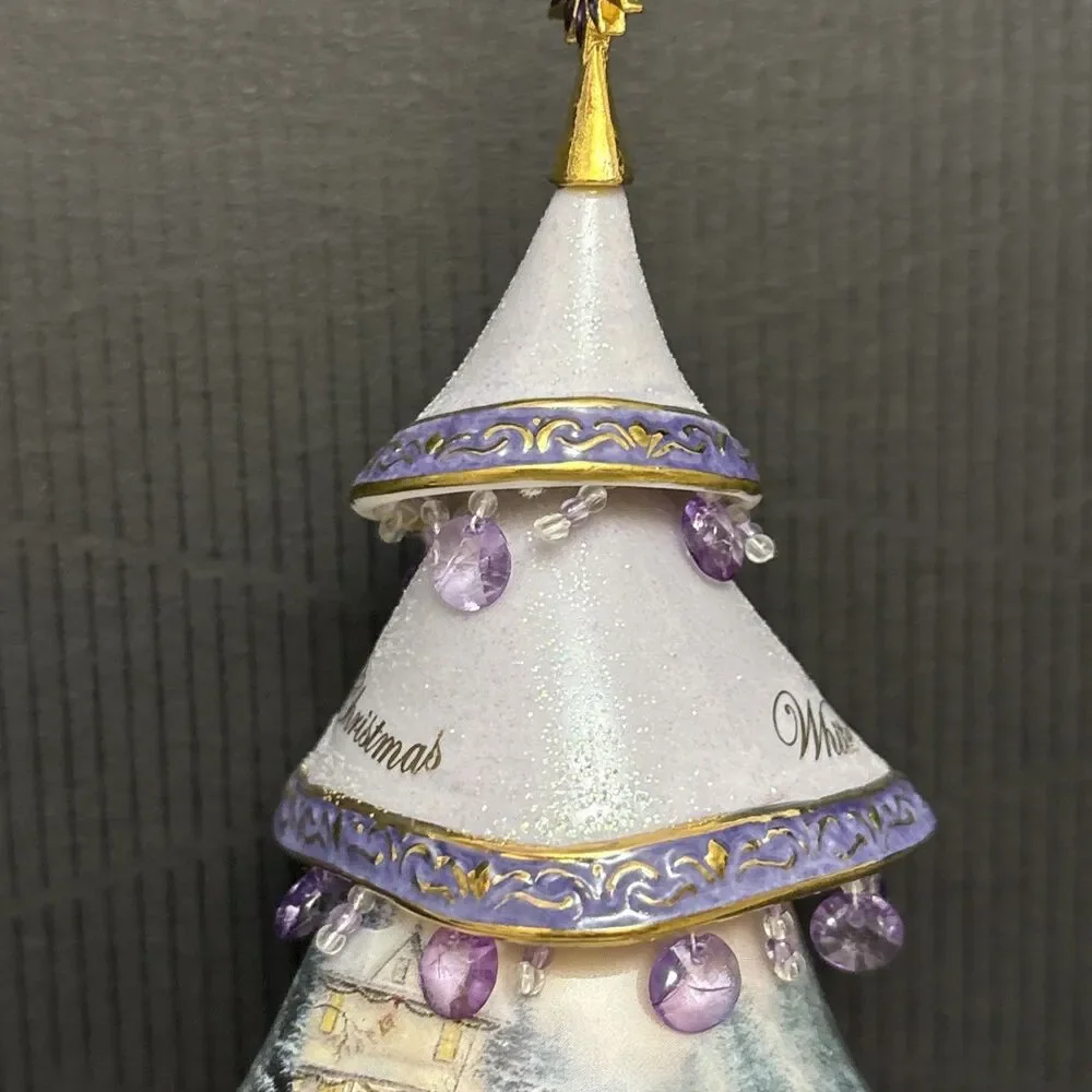 Thomas Kinkade Classic Ornaments, 2 Decorated Christmas Tree, White & Nativity